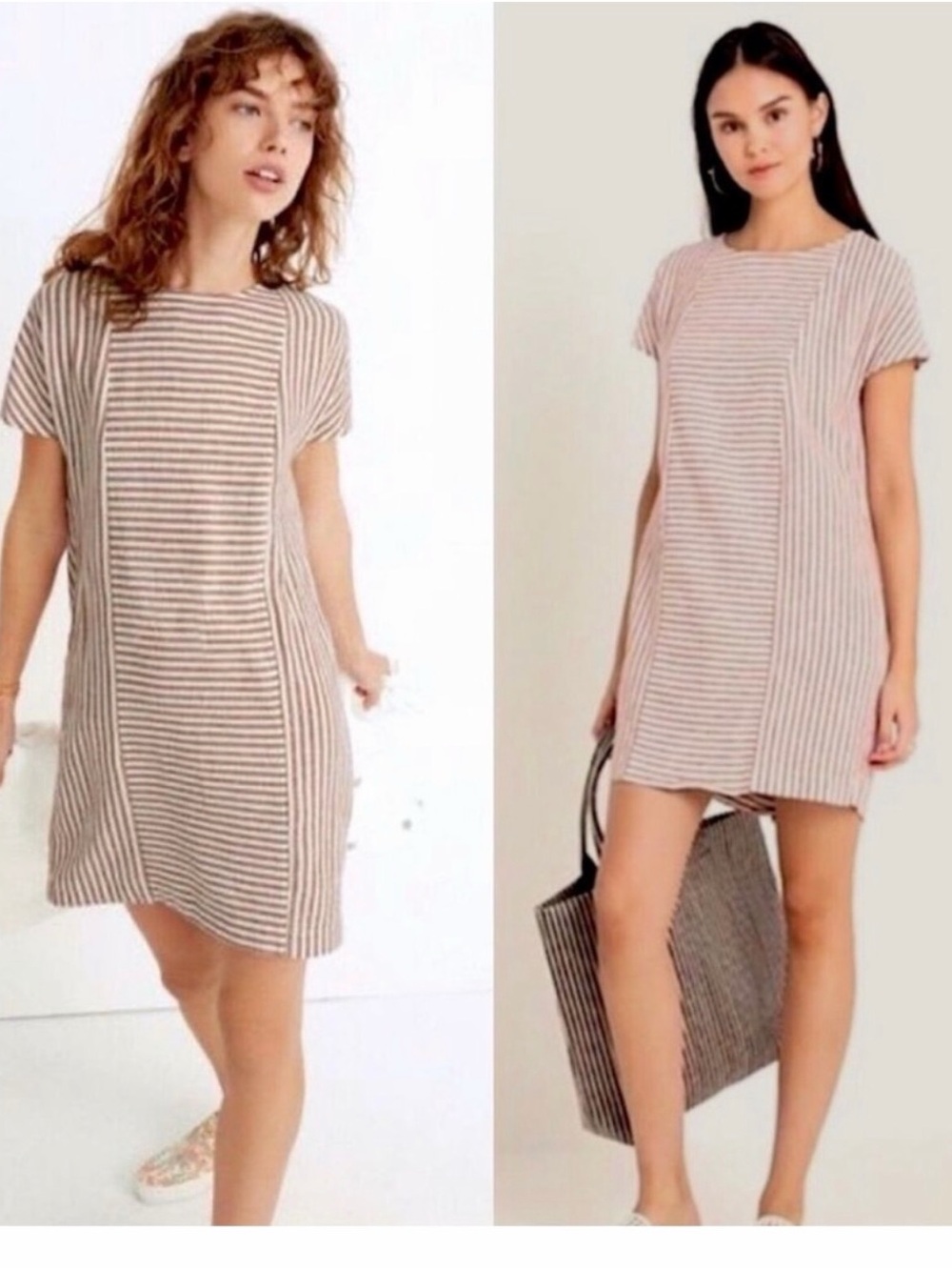 Madewell Blush and White Striped Mini Shift Dress